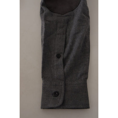 Costume National Dark Gray Cotton Casual Mens Shirt