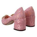 Dolce & Gabbana Pink Taormina Lace Crystal Pumps Pastel Shoes