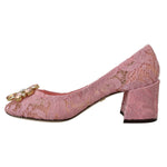Dolce & Gabbana Pink Taormina Lace Crystal Pumps Pastel Shoes