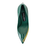 Dolce & Gabbana Green Leather Heels Pumps Plastic Shoes