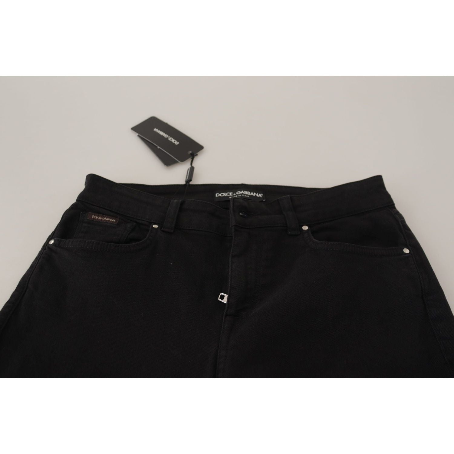 Dolce & Gabbana Black Mid Waist Skinny Denim Cotton Jeans