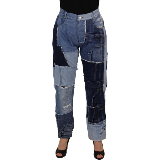 Dolce & Gabbana Multicolor Patchwork High Waist Denim Jeans