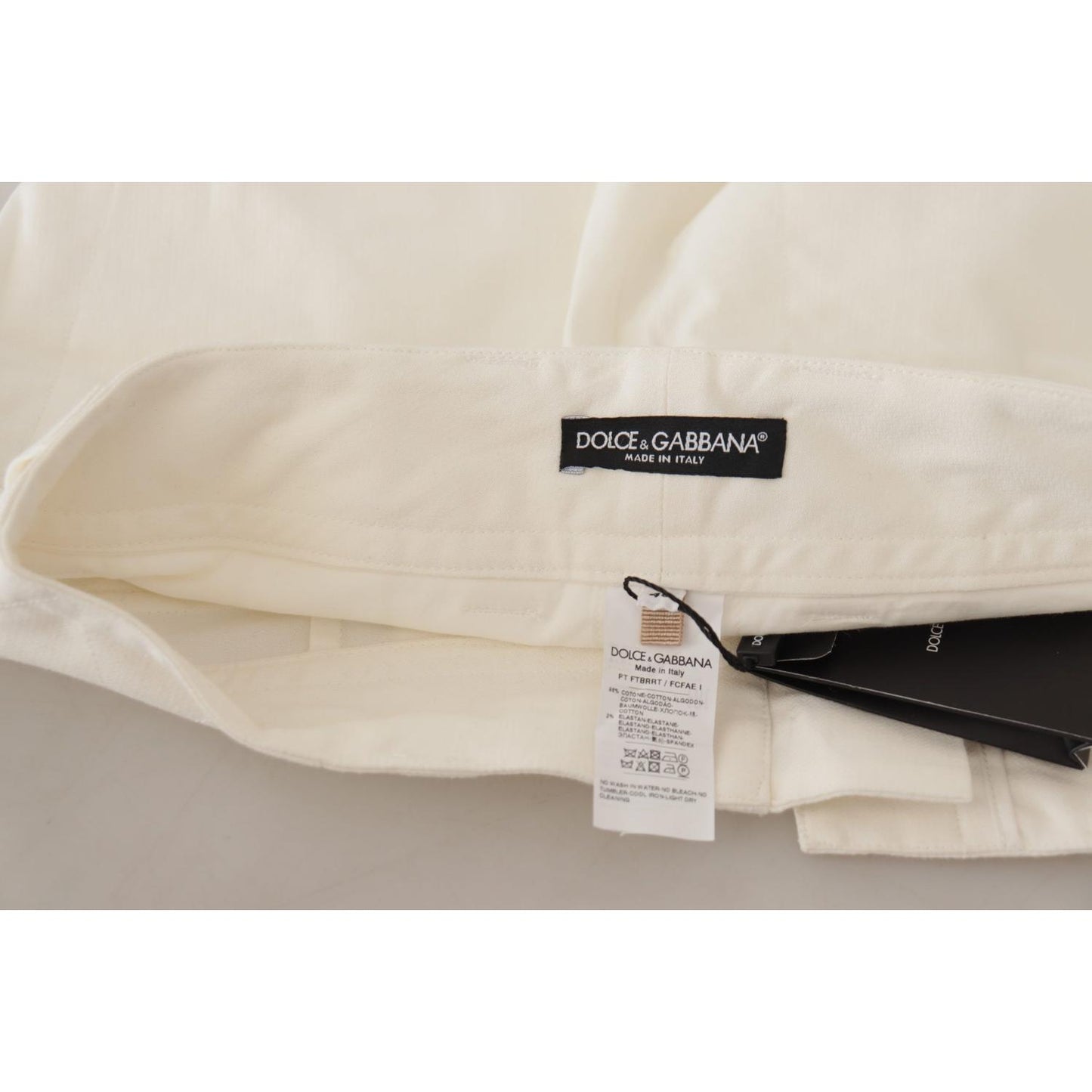 Dolce & Gabbana White High Waist Tapered Women Cotton Pants