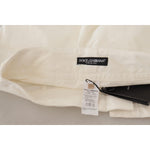 Dolce & Gabbana White High Waist Tapered Women Cotton Pants
