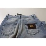 Dolce & Gabbana Blue Washed High Waist Cropped Denim Jeans