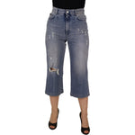 Dolce & Gabbana Blue Washed High Waist Cropped Denim Jeans
