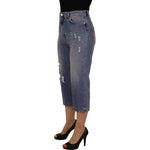 Dolce & Gabbana Blue Washed High Waist Cropped Denim Jeans