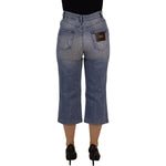 Dolce & Gabbana Blue Washed High Waist Cropped Denim Jeans