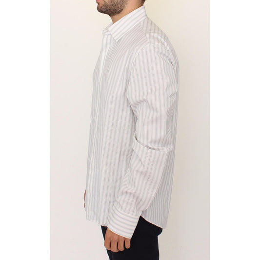 Ermanno Scervino White Black Striped Regular Fit Casual Shirt SIG10177-1