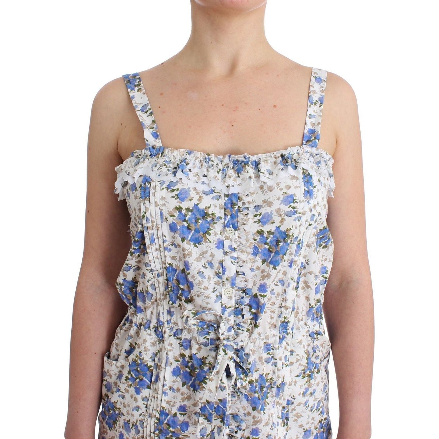 Ermanno Scervino Beachwear Blue Floral Beach Mini Dress Short SIG11509-1