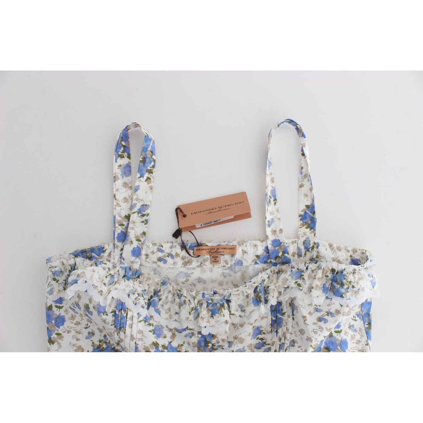 Ermanno Scervino Beachwear Blue Floral Beach Mini Dress Short SIG11509-1