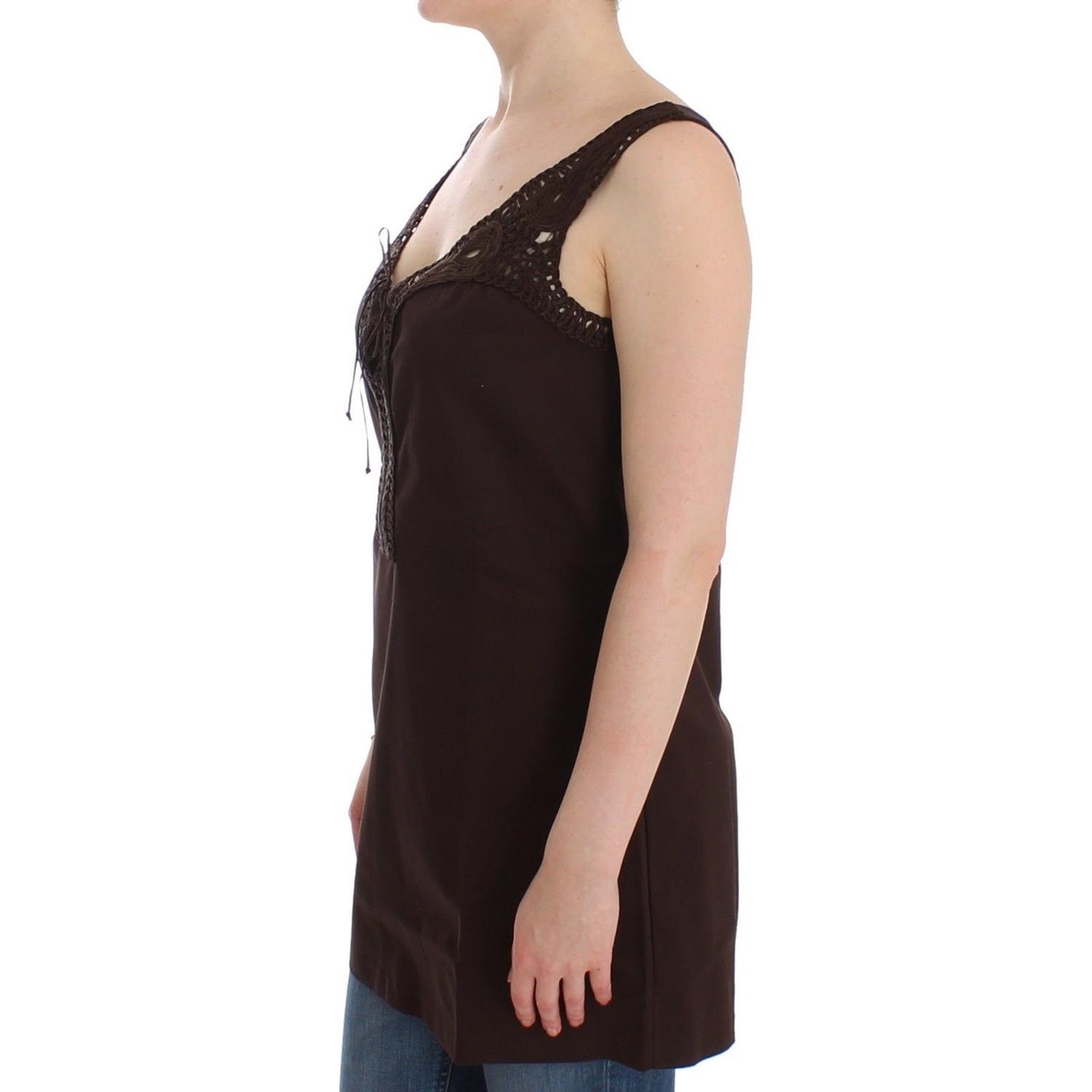Ermanno Scervino Beachwear Brown Cotton Stretch Tunic Dress