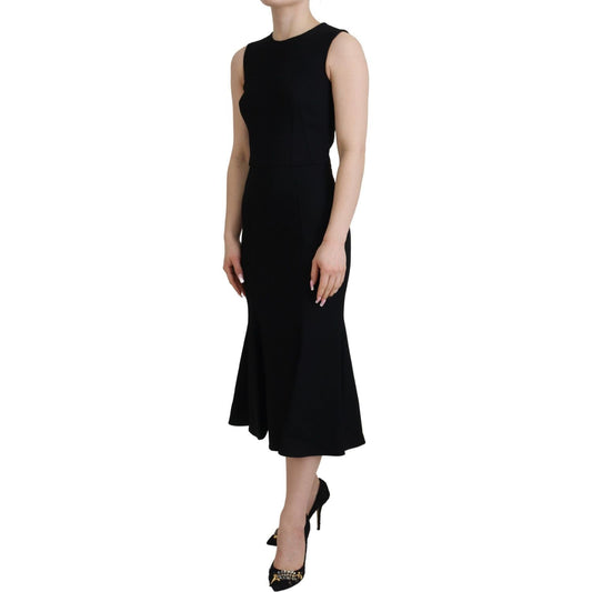 Dolce & Gabbana Elegant Fit and Flare Black Sheath Dress Dolce & Gabbana Rosy Brown