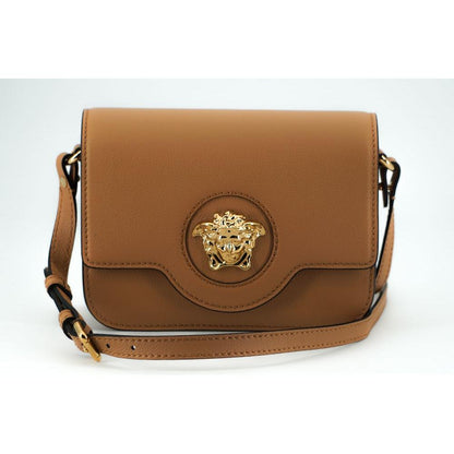 Versace Elegant Calf Leather Shoulder Bag in Brown WOMAN SHOULDER BAGS