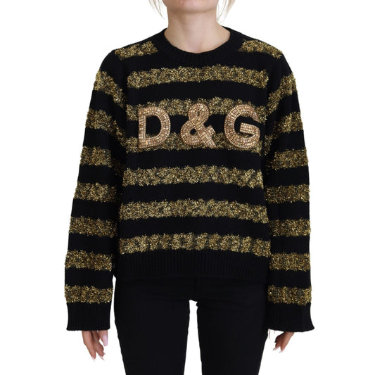 Dolce & Gabbana Black Gold D&G Crystal Cashmere Sweater