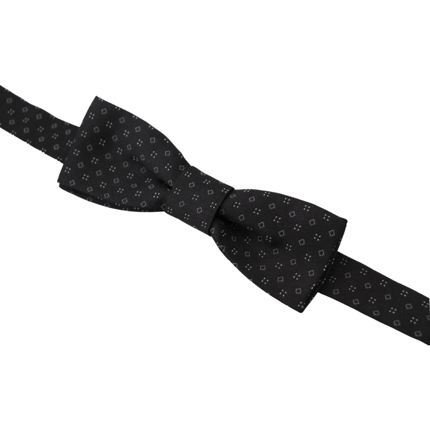 Dolce & Gabbana Black Pattern Silk Adjustable Neck Papillon Bow Tie
