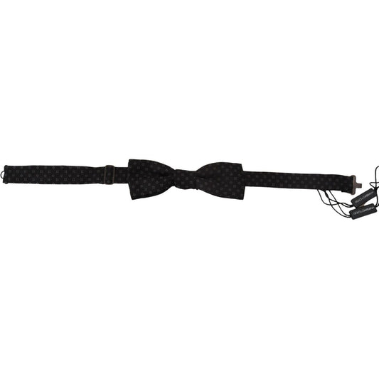 Dolce & Gabbana Black Silk Patterned Necktie Men Accessory Bow Tie