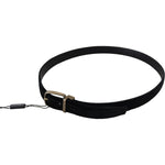 Dolce & Gabbana Black Velvet Leather Antique Metal Buckle