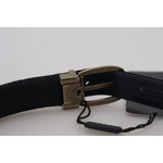 Dolce & Gabbana Black Velvet Leather Antique Metal Buckle