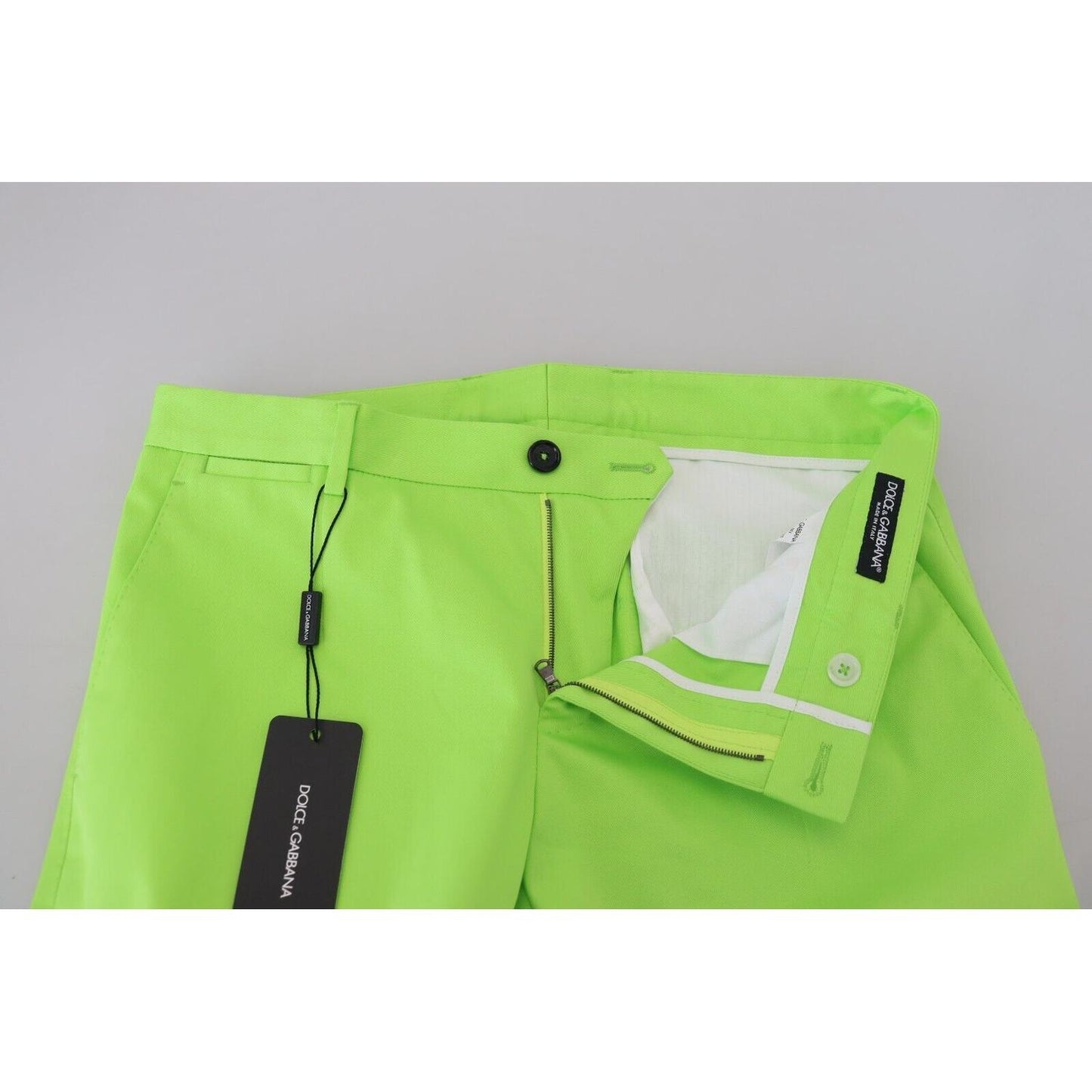 Dolce & Gabbana Light Green Cotton Skinny Men Trousers Pants