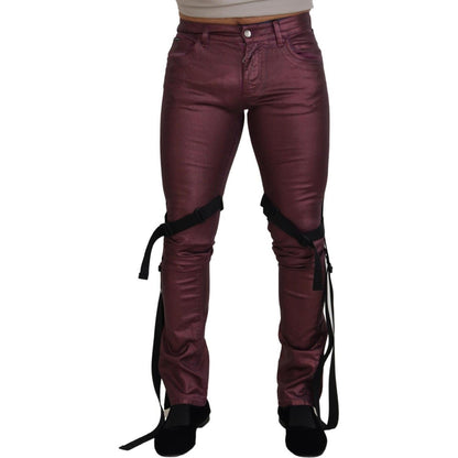 Dolce & Gabbana Magenta Cotton Men Casual Harness Denim Jeans