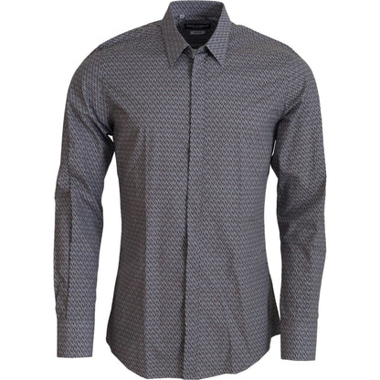 Dolce & Gabbana Gray Brown GOLD Slim Fit Dress Formal Shirt