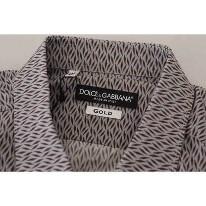 Dolce & Gabbana Gray Brown GOLD Slim Fit Dress Formal Shirt