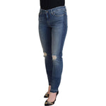 Dolce & Gabbana Blue Washed Cotton Tattered Denim Jeans