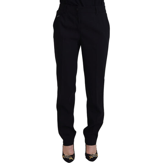Dolce & Gabbana Elegant Black Wool-Silk Blend Trousers Dolce & Gabbana Black