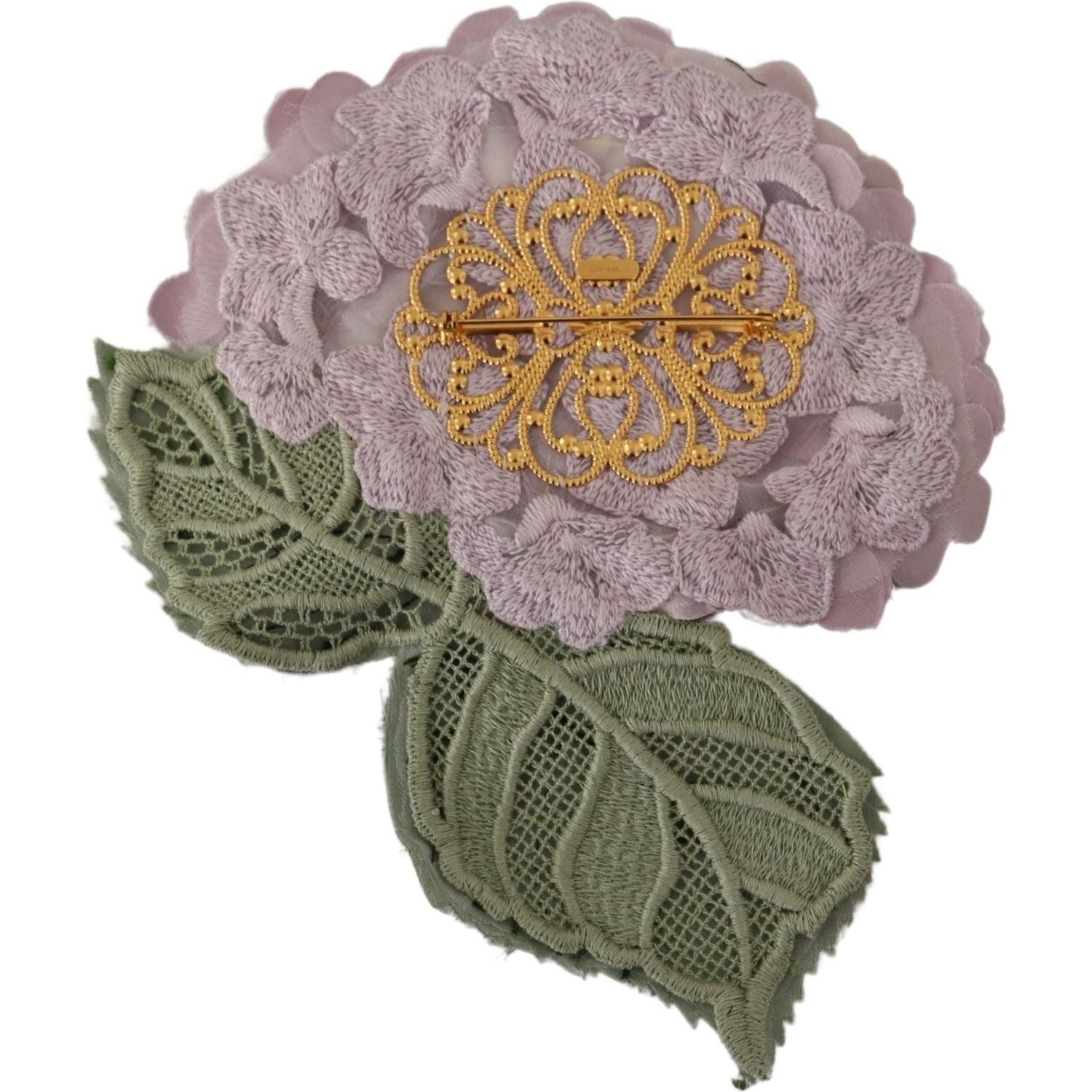 Dolce & Gabbana Purple Floral Gold Tone Brass Women Brooch