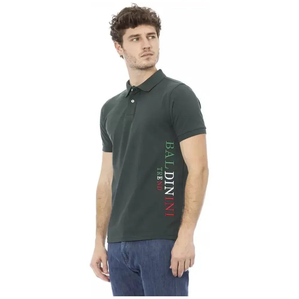 Baldinini Trend Green Cotton Men Polo Shirt