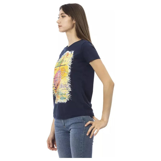 Trussardi Action Chic Blue Short Sleeve Round Neck Tee Trussardi Action Tan