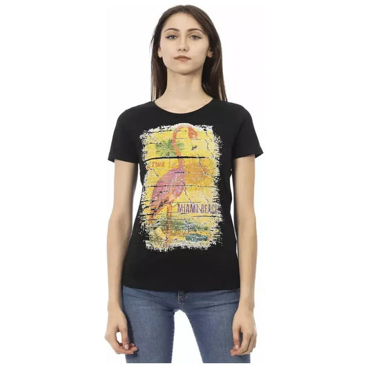Trussardi Action Black Cotton Women T-Shirt Trussardi Action Tan