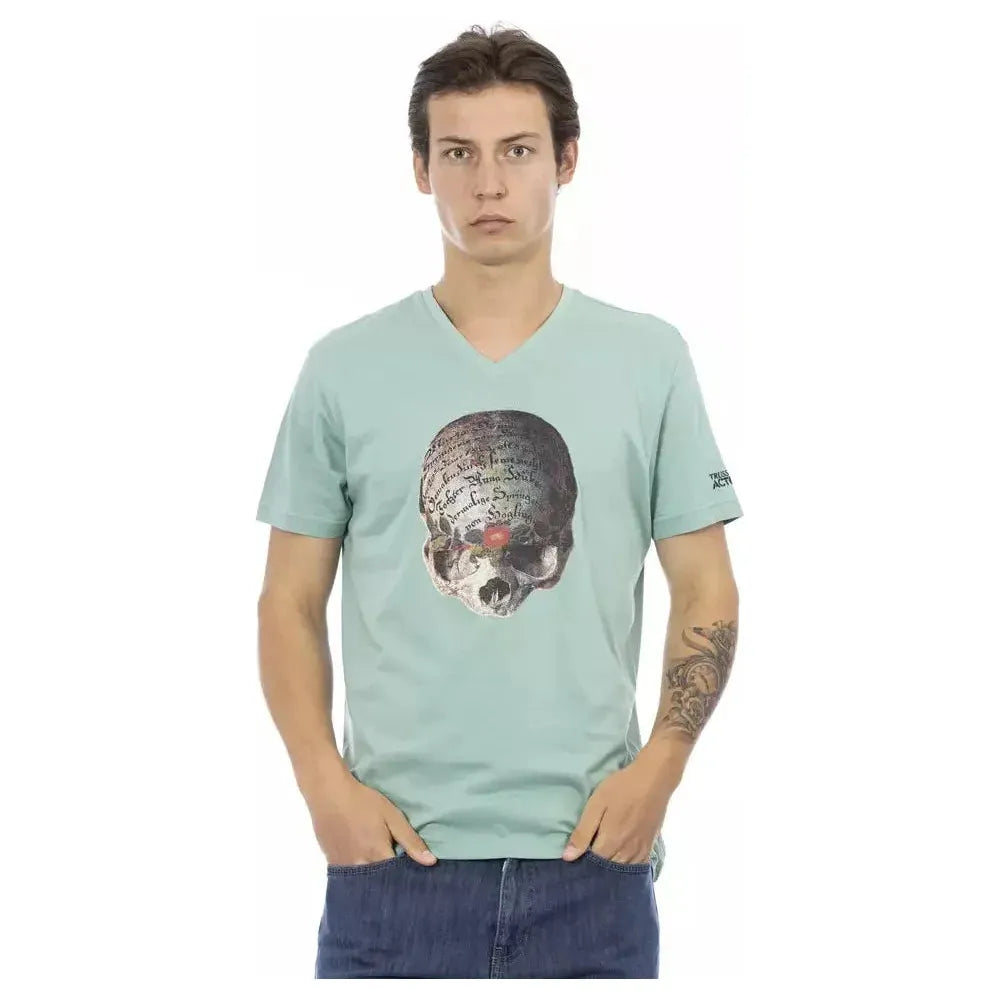 Trussardi Action Green Cotton Men's V-Neck T-Shirt