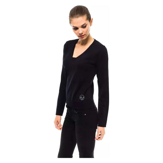 Montana Blu Blue Wool Women Sweater Montana Blu Black