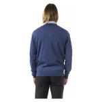 Uominitaliani Blue Merino Wool Men Sweater Uominitaliani Dark Slate Gray
