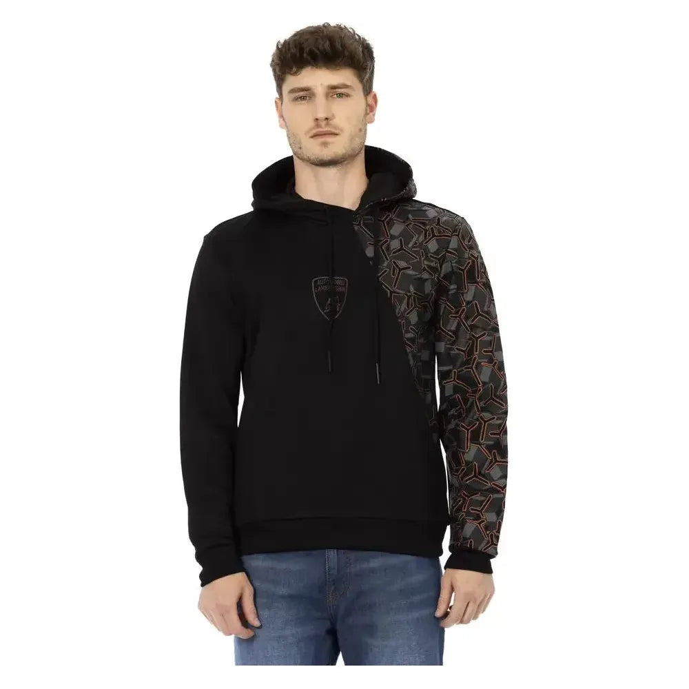 Automobili Lamborghini Black Cotton Men's Hooded Sweater