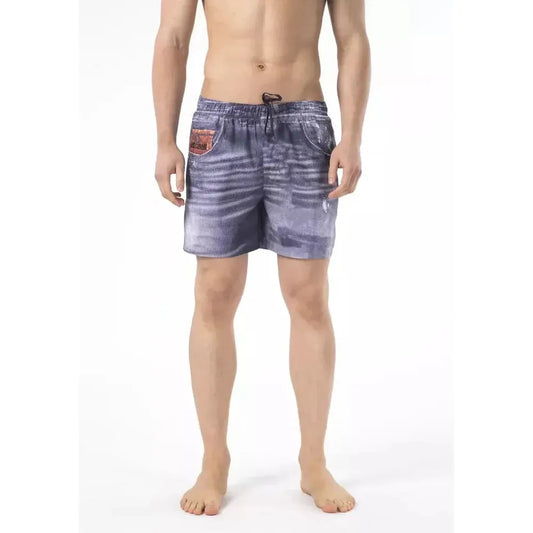 Just Cavalli Blue Polyester Men Swim Shorts
