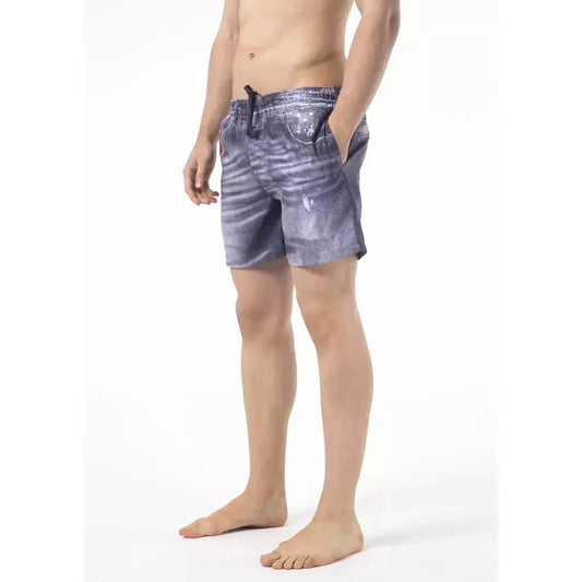 Just Cavalli Blue Polyester Men Swim Shorts