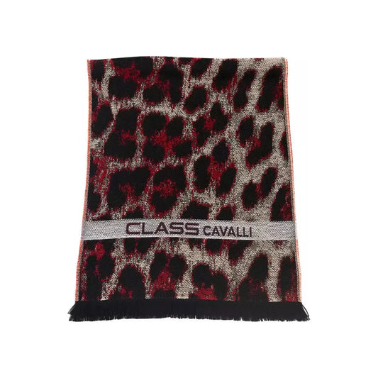 Cavalli Class Burgundy Wool Men Scarf Scarves