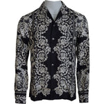 Dolce & Gabbana Blue Silk Floral Baroque Satin Casual Shirt