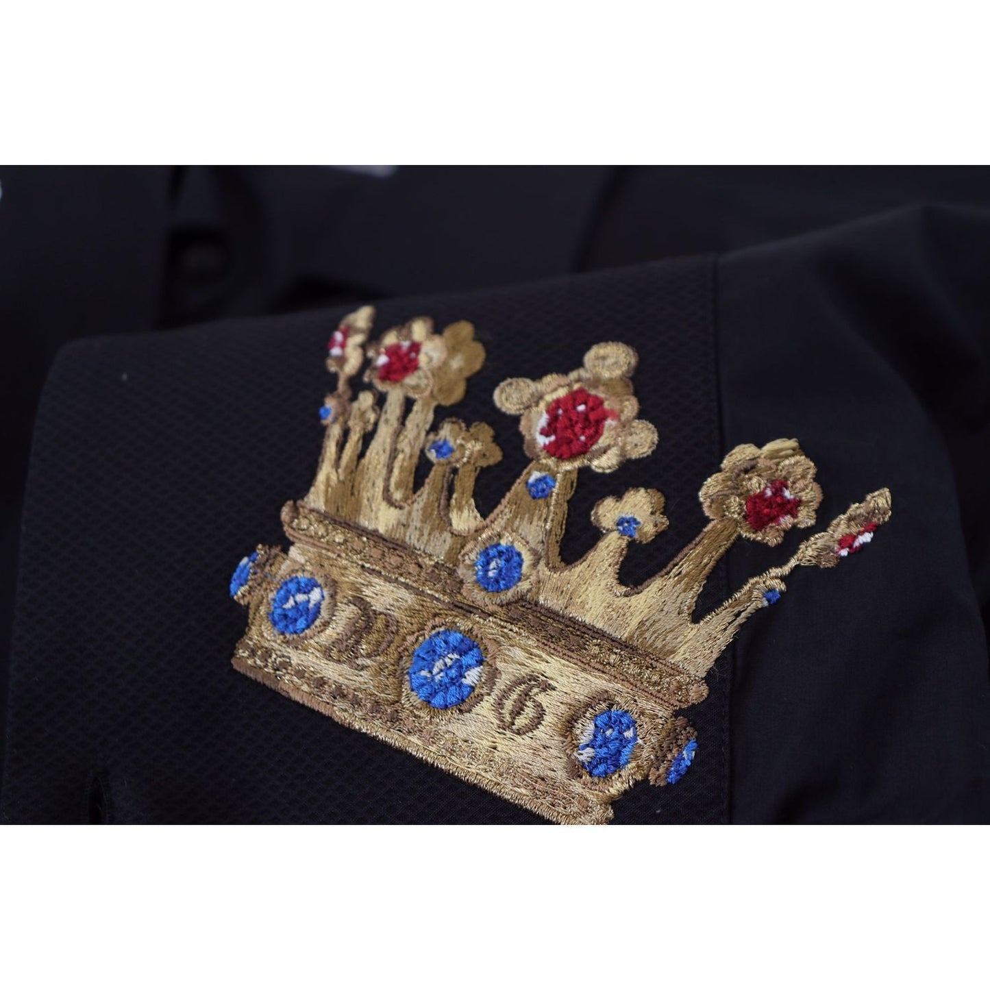 Dolce & Gabbana Black Gold Crown Slim Fit Dress Formal Shirt