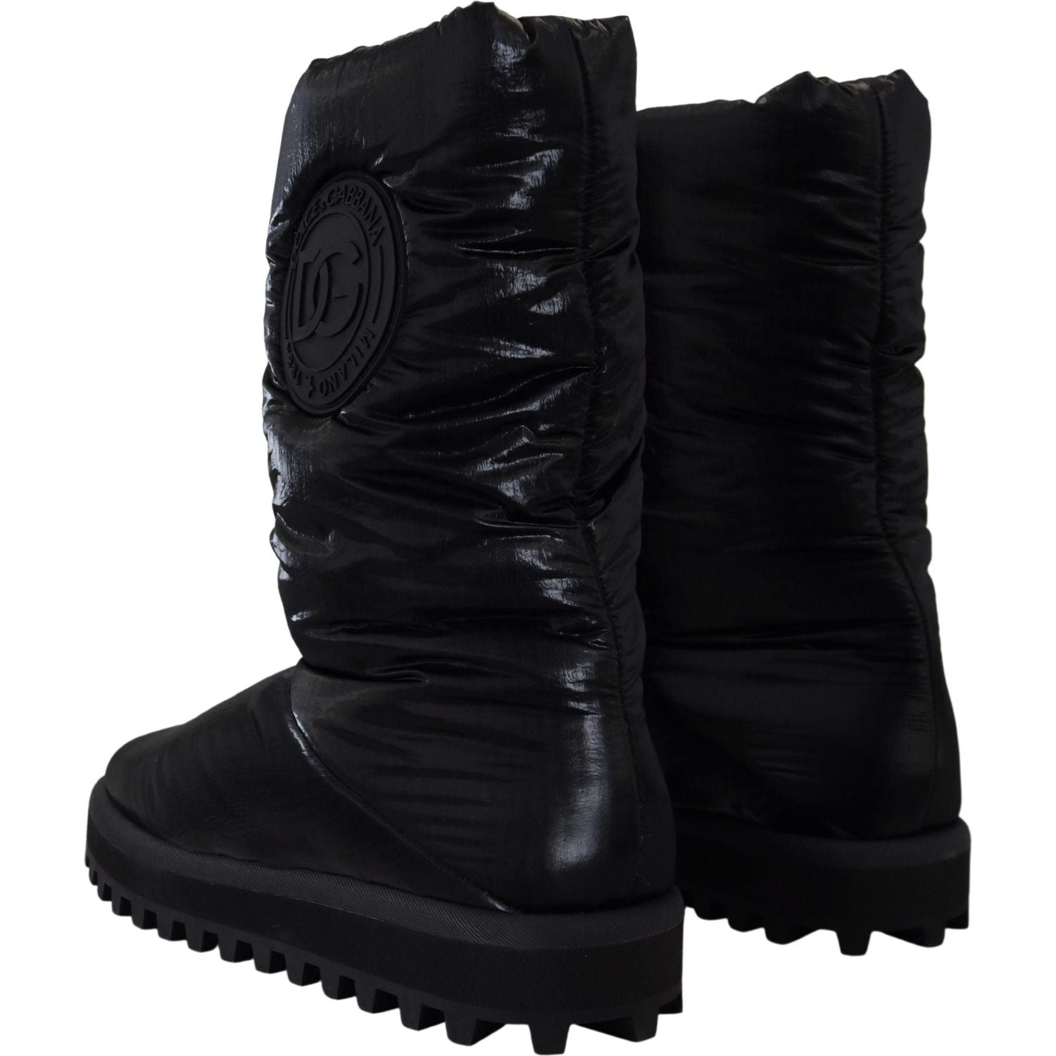 Dolce & Gabbana Black Boots Padded Mid Calf Winter Shoes