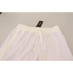 Dolce & Gabbana White Polyester Crown Logo Jogger Pants