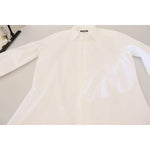Dolce & Gabbana White Cotton Slim Fit Formal Dress GOLD Shirt