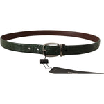 Dolce & Gabbana Green Exotic Leather Silver Buckle Belt