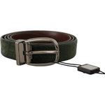 Dolce & Gabbana Green Exotic Leather Silver Buckle Belt