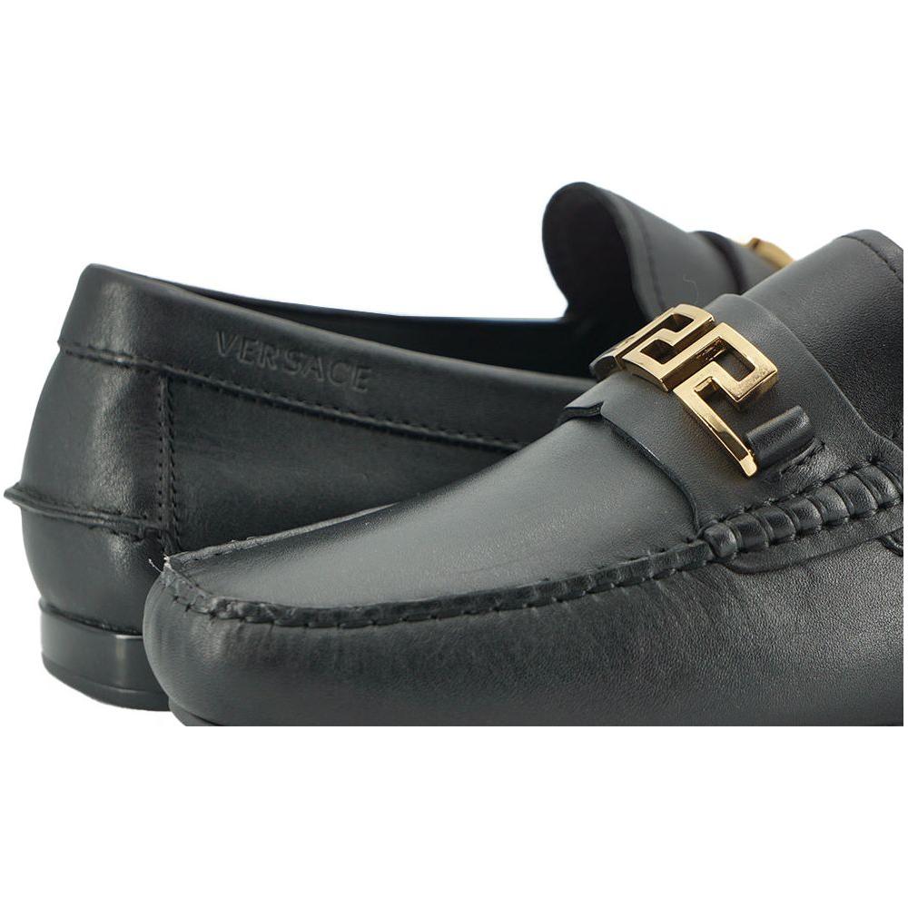 Versace Elegant Black Calf Leather Men's Loafers