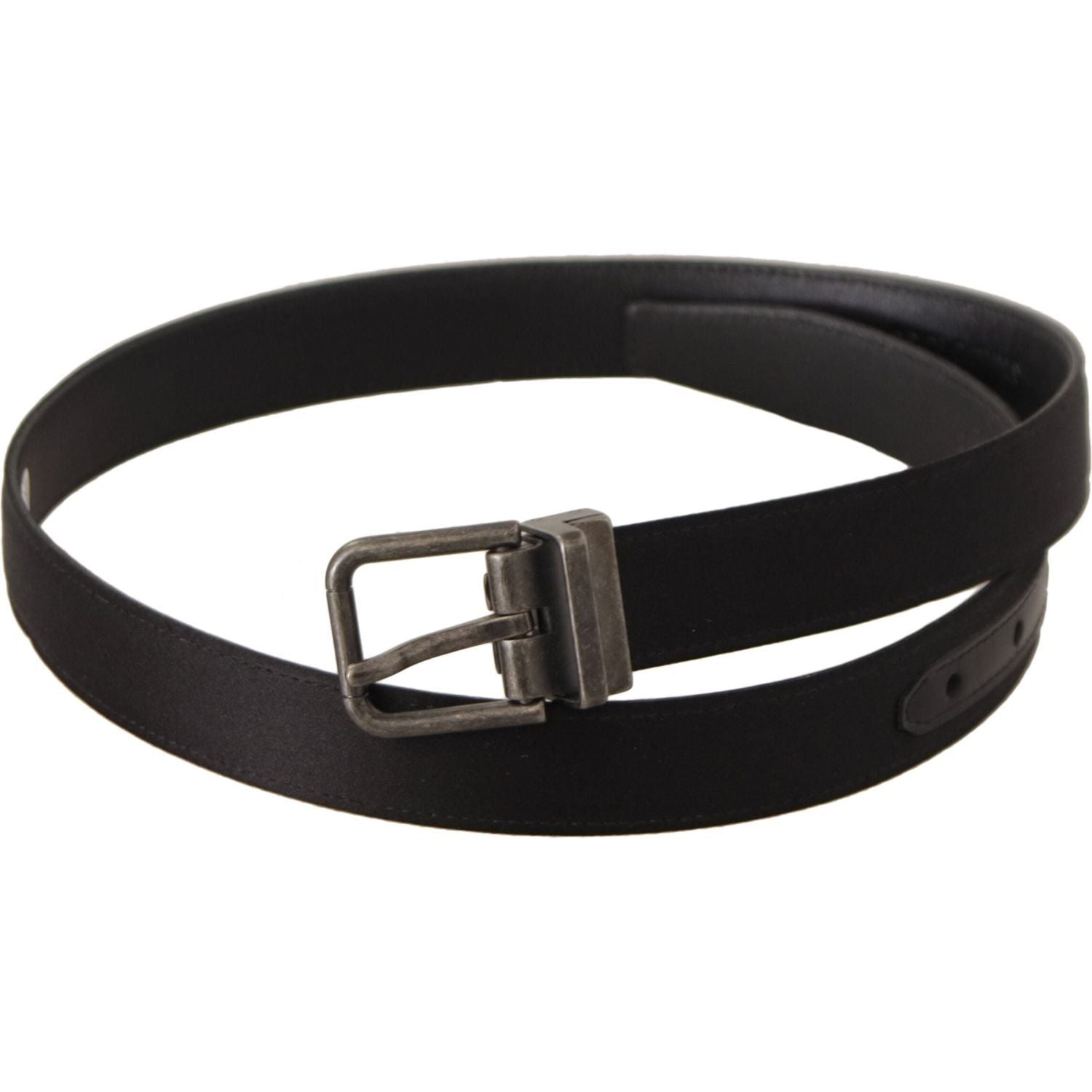 Dolce & Gabbana Black Calfskin Leather Vintage Metal Buckle Belt