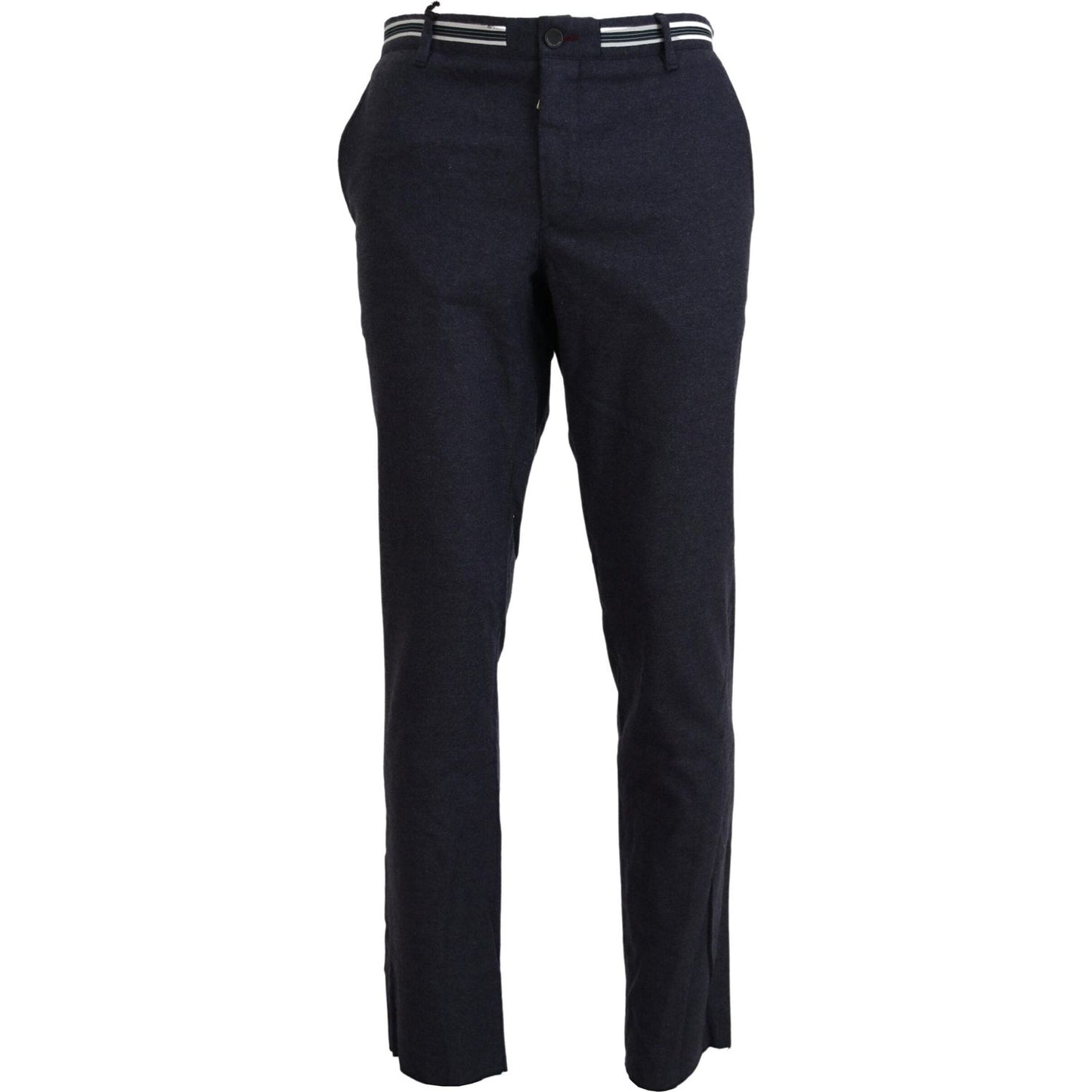 Domenico Tagliente Black Polyester Tapered Dress Pants